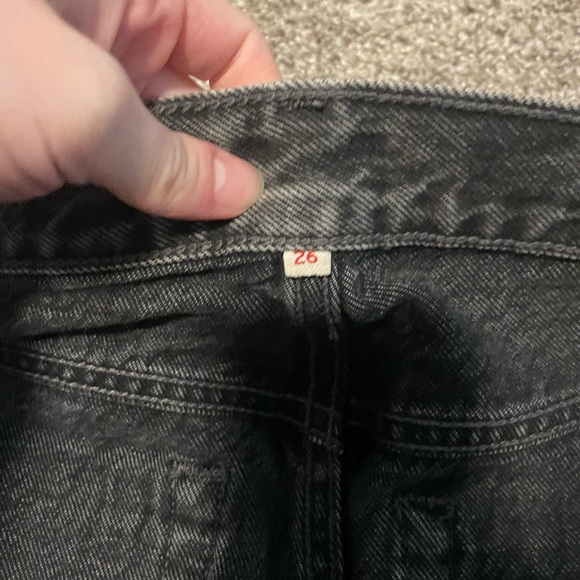 Gray Ripped Straight Leg Levis - Picture 2 of 3